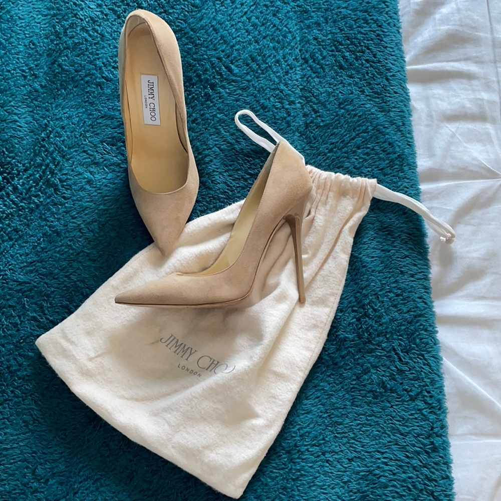 Jimmy Choo Suede Pointed Toe Pumps